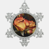 Gele rode rog tin sneeuwvlok ornament (Voorkant)