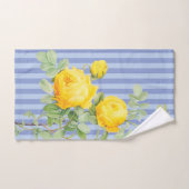 Gele rode rozen van Frankrijk op blauwe strepen Handdoek (Handdoek)