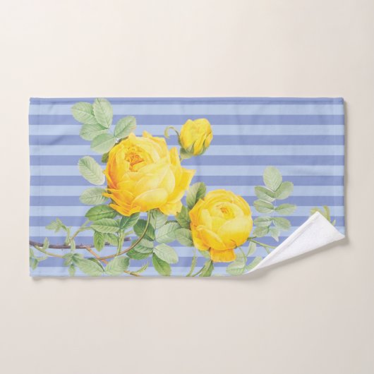 Gele rode rozen van Frankrijk op blauwe strepen Handdoek (Handdoek)