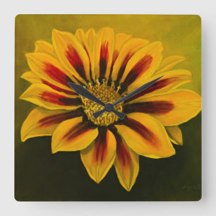Gele rode strepen Gazania flower Vierkante Klok