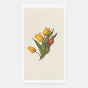 Gele & Rode Tulp Aquarel Gastendoeken Servet