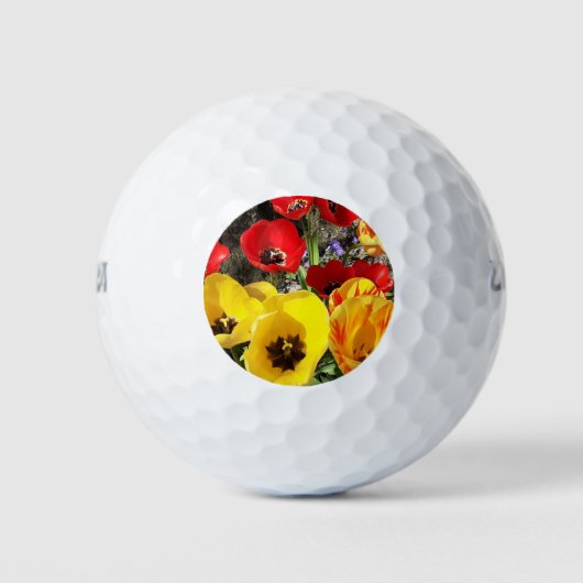 Gele & Rode Tulpen Golfballen (Voorkant)