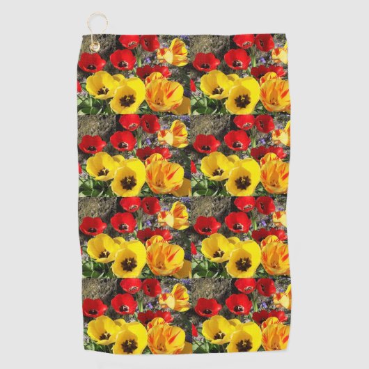 Gele & Rode Tulpen Golfhanddoek (Voorkant)