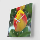 gele rode tulpen vierkante klok (Hoek)