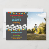 Gele rode vlaggen Voetbal Uitnodigingen met foto (Voorkant)