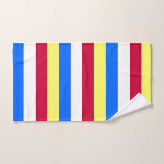 Gele, rode, witte en blauwe strepen bad handdoek (Handdoek)