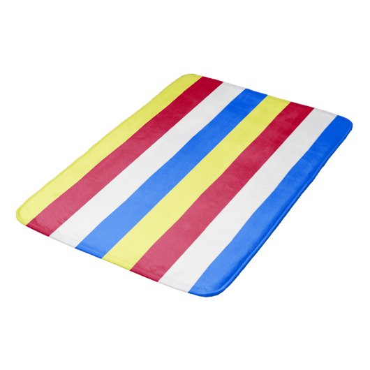 Gele, rode, witte en blauwe strepen badmat (Gekanteld)