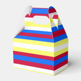 Gele, rode, witte en blauwe strepen bedankdoosjes