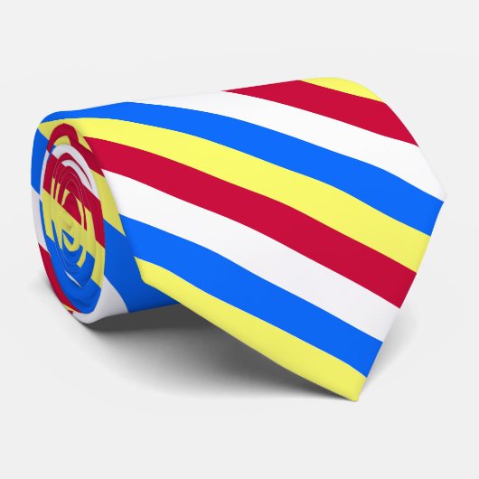 Gele, rode, witte en blauwe strepen stropdas (Opgerold)