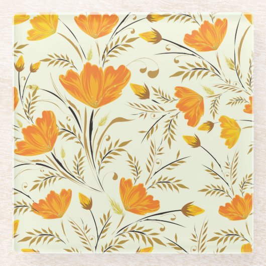 Gele rog glazen onderzetter (Voorkant)