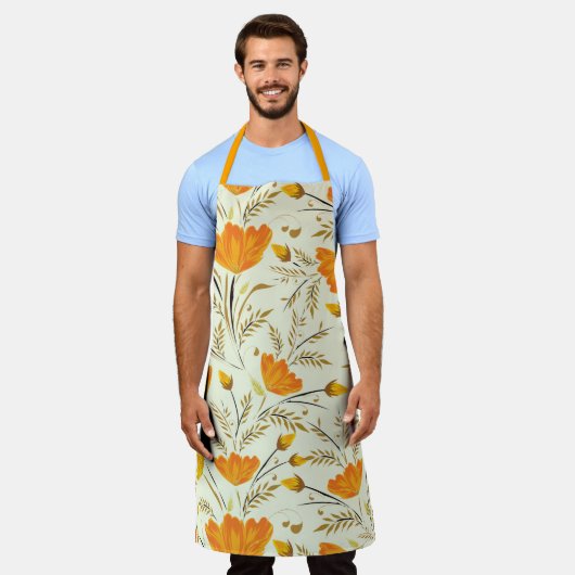 Gele rog schort (Gedragen)