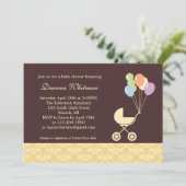 Gele rol met Baby shower van ballonnen Kaart (Staand voorkant)