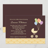 Gele rol met Baby shower van ballonnen Kaart (Voorkant / Achterkant)