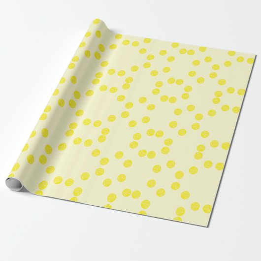Gele ronde cirkels cadeaupapier (Uitgerold)