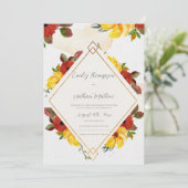 -gele roodroestelijke Waterverf Floral Wedding (Staand voorkant)