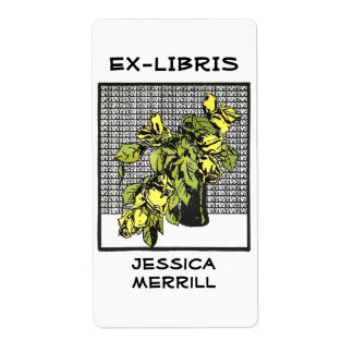Gele roodroodaken Ex-libris Etiket