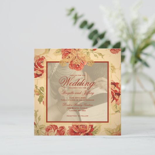  gele roodroodroos op maat kaart (Staand voorkant)