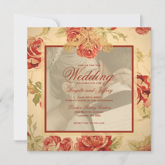  gele roodroodroos op maat kaart (Voorkant)