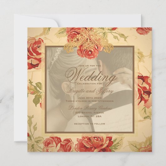 gele roodroodroos op maat kaart (Voorkant)