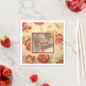 gele roodroos aangepast huwelijksfoto servet (Insitu)