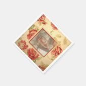 gele roodroos aangepast huwelijksfoto servet (Hoek)