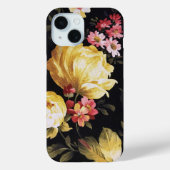 Gele roodroos op zwart Case-Mate iPhone case (Achterkant)