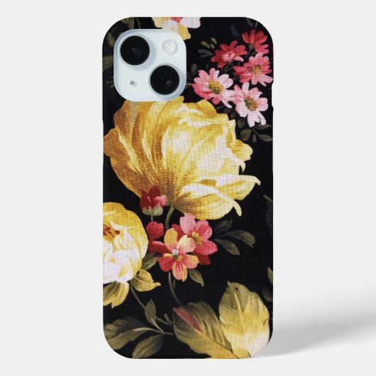 Gele roodroos op zwart Case-Mate iPhone case (Achterkant)