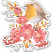 Gele roodrover en rode papaver sticker (Voorkant)