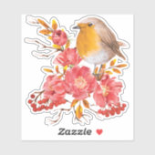 Gele roodrover en rode papaver sticker (Vel)