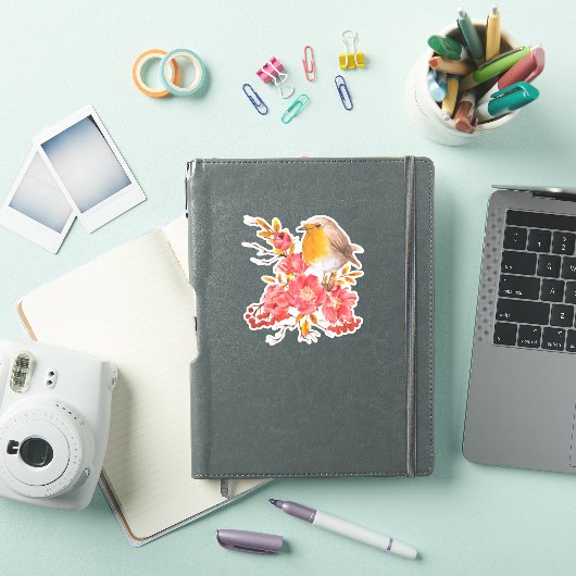 Gele roodrover en rode papaver sticker (iPad Cover)