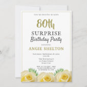 Gele Roos 80ste Verjaardagsfeest Surprise Party Kaart (Voorkant)