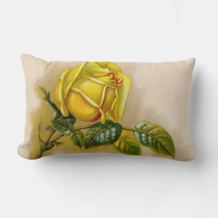 Gele Roos Antieke Vintage Print Fijne Kunst Kussen