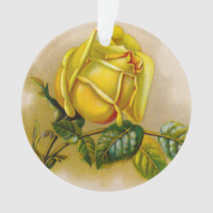 Gele Roos Antieke Vintage Print Fijne Kunst Ornament