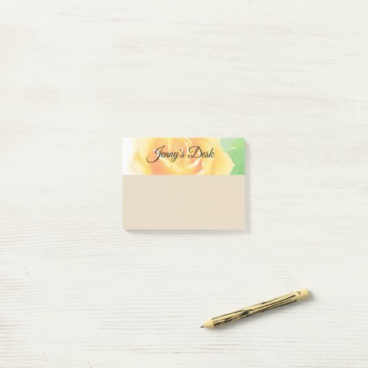 Gele Roos Aquarel Post-it® Notes (Op bureau)