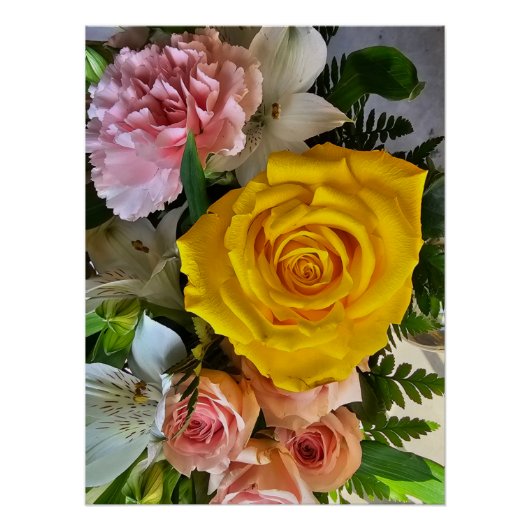 Gele roos bericht perfect poster (Voorkant)