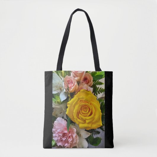 Gele roos bericht tote bag (Voorkant)