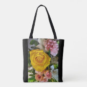 Gele roos bericht tote bag (Achterkant)