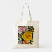 Gele roos bericht tote bag (Achterkant)