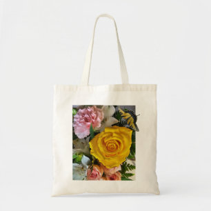 Gele roos bericht tote bag