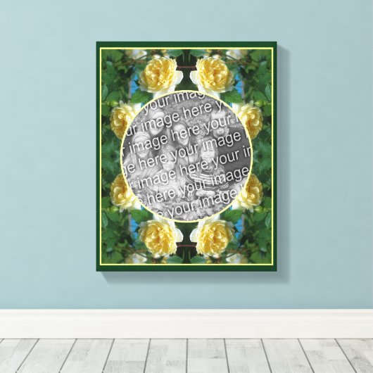 Gele Roos Bloem Frame Maak Je Eigen Foto Canvas Afdruk (Insitu (Houten vloer))