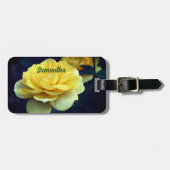 Gele roos bloem in volle bloei gepersonaliseerd bagagelabel (Voorkant horizontaal)