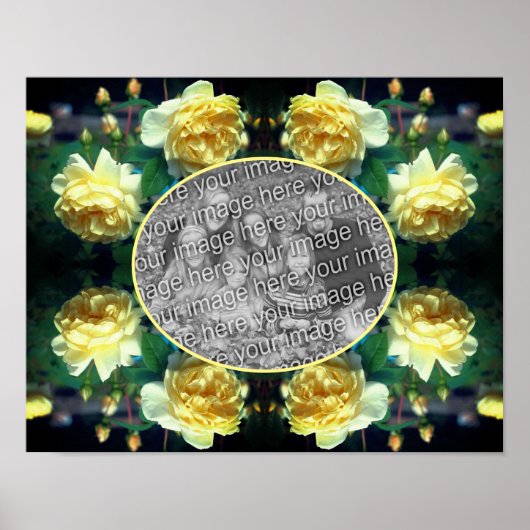 Gele roos bloem kader maak je eigen foto poster (Voorkant)