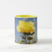 Gele roos bloem natuur kunst mok beker (Midden)