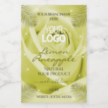 Gele Roos Bloem Productlabels Palm Bladeren Logo