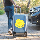 Gele roos bloemen Blauwe naam tekst sjabloon Schat Sticker (Koffer Insitu)