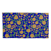 Gele roos bloemen op blauw kussensloop (Achterkant-Rechts)