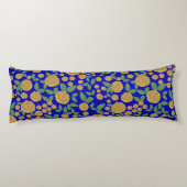 Gele roos bloemen op blauw lichaamskussen (Achterkant)