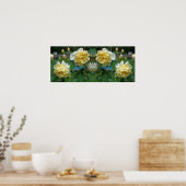 Gele roos bloemen spiegel abstract poster (Keuken)
