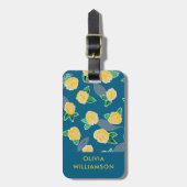Gele Roos Bloemige Botanische  Bagagelabel (Voorkant verticaal)