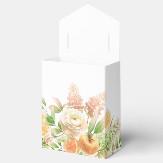 Gele Roos Bloemige Groene Meisje Baby Shower Bedankdoosjes (Geopend)